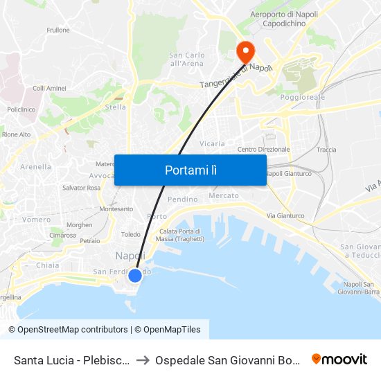 Santa Lucia - Plebiscito to Ospedale San Giovanni Bosco map