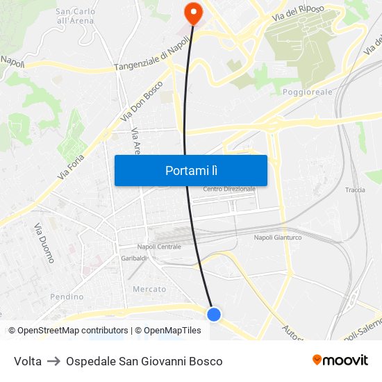 Volta to Ospedale San Giovanni Bosco map