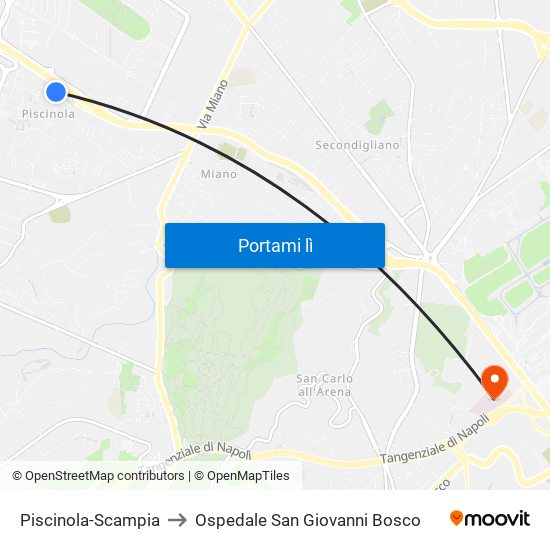 Piscinola-Scampia to Ospedale San Giovanni Bosco map