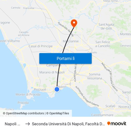 Napoli Mergellina to Seconda Università Di Napoli, Facoltà Di Studi Politici ""Jean Monnet"" map
