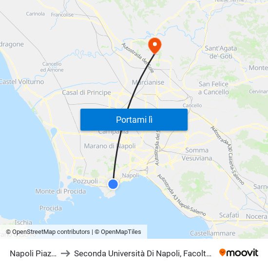 Napoli Piazza Leopardi to Seconda Università Di Napoli, Facoltà Di Studi Politici ""Jean Monnet"" map
