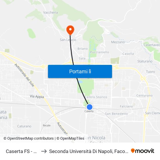 Caserta FS - Piazza Garibaldi to Seconda Università Di Napoli, Facoltà Di Studi Politici ""Jean Monnet"" map