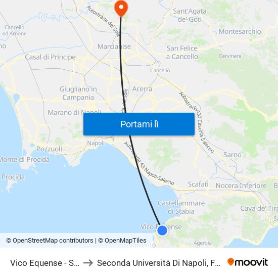 Vico Equense - Staz. Circumvesuviana to Seconda Università Di Napoli, Facoltà Di Studi Politici ""Jean Monnet"" map