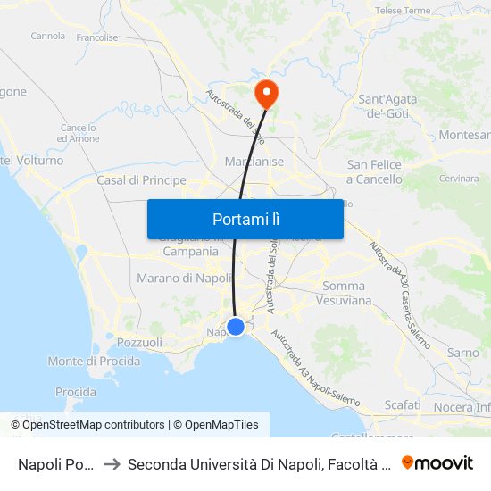 Napoli Porta Nolana to Seconda Università Di Napoli, Facoltà Di Studi Politici ""Jean Monnet"" map