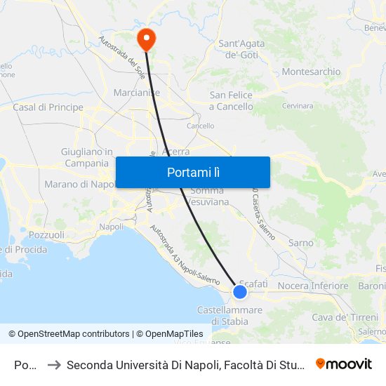 Pompei to Seconda Università Di Napoli, Facoltà Di Studi Politici ""Jean Monnet"" map