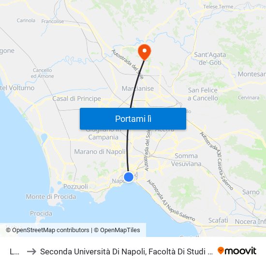 Lucci to Seconda Università Di Napoli, Facoltà Di Studi Politici ""Jean Monnet"" map