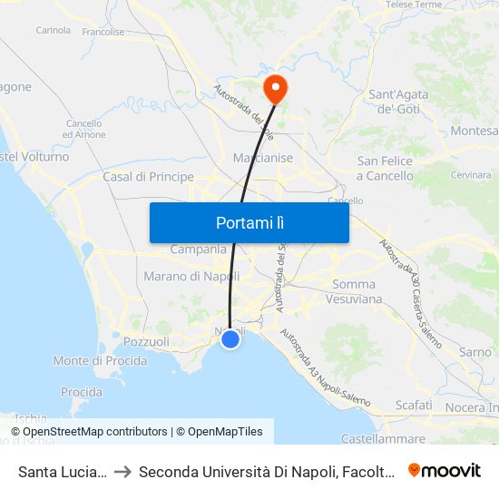 Santa Lucia - Plebiscito to Seconda Università Di Napoli, Facoltà Di Studi Politici ""Jean Monnet"" map