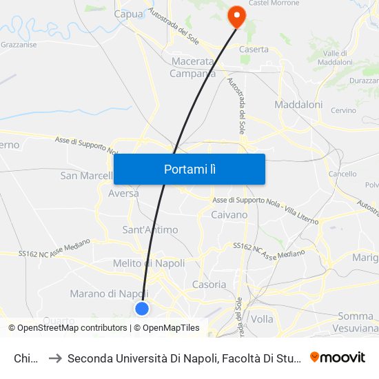 Chiaiano to Seconda Università Di Napoli, Facoltà Di Studi Politici ""Jean Monnet"" map