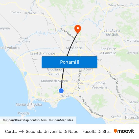 Cardarelli to Seconda Università Di Napoli, Facoltà Di Studi Politici ""Jean Monnet"" map