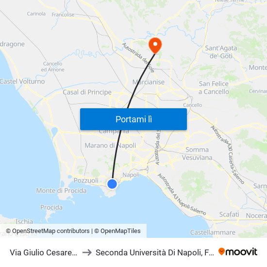 Via Giulio Cesare - Nuovo Capolinea Ctp to Seconda Università Di Napoli, Facoltà Di Studi Politici ""Jean Monnet"" map