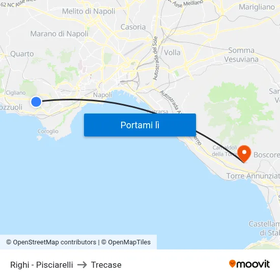 Righi - Pisciarelli to Trecase map