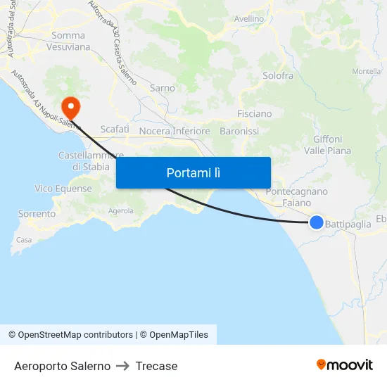 Aeroporto Salerno to Trecase map