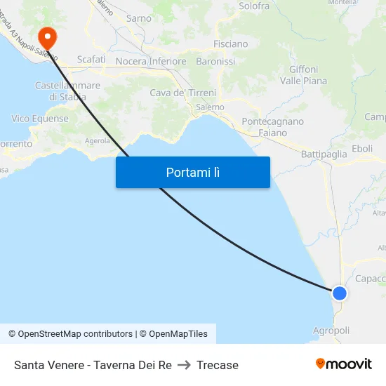Santa Venere - Taverna Dei Re to Trecase map