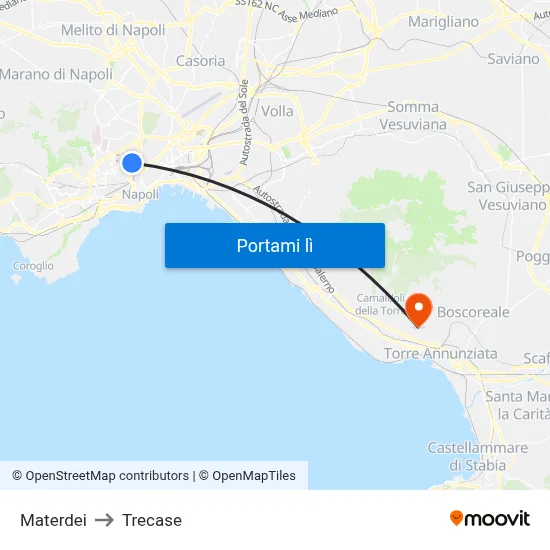 Materdei to Trecase map