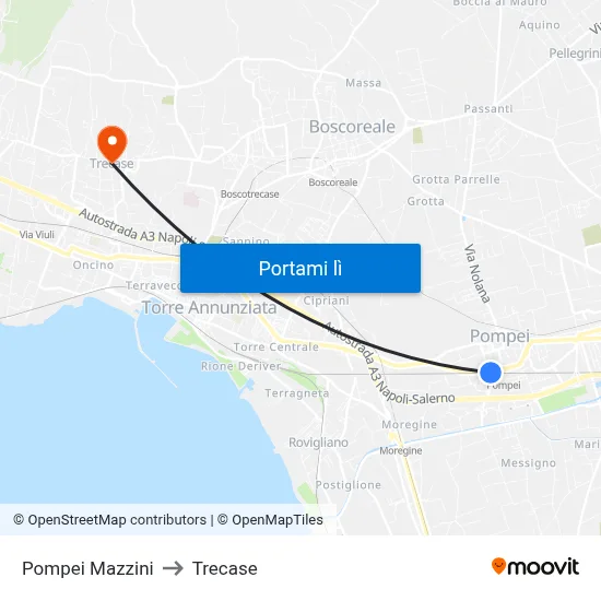 Pompei Mazzini to Trecase map