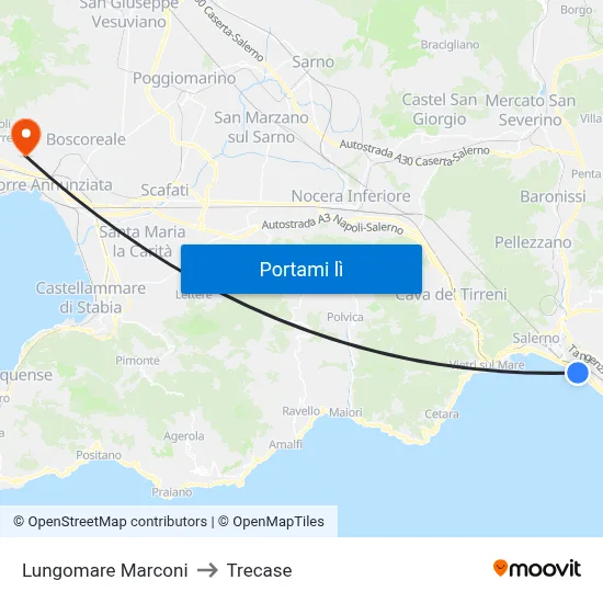 Lungomare Marconi to Trecase map