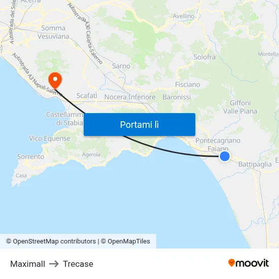 Maximall to Trecase map