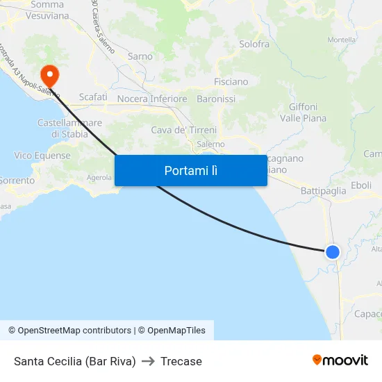 Santa Cecilia (Bar Riva) to Trecase map