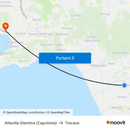 Altavilla Silentina (Capolinea) to Trecase map