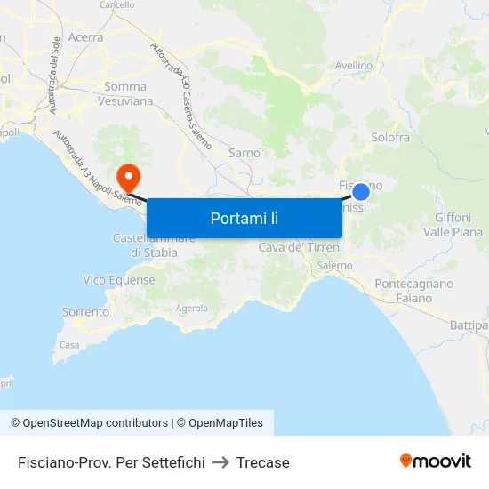 Fisciano-Prov. Per Settefichi to Trecase map