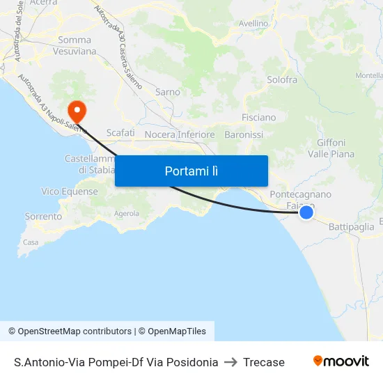 S.Antonio-Via Pompei-Df Via Posidonia to Trecase map