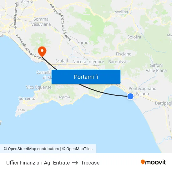 Uffici Finanziari Ag. Entrate to Trecase map