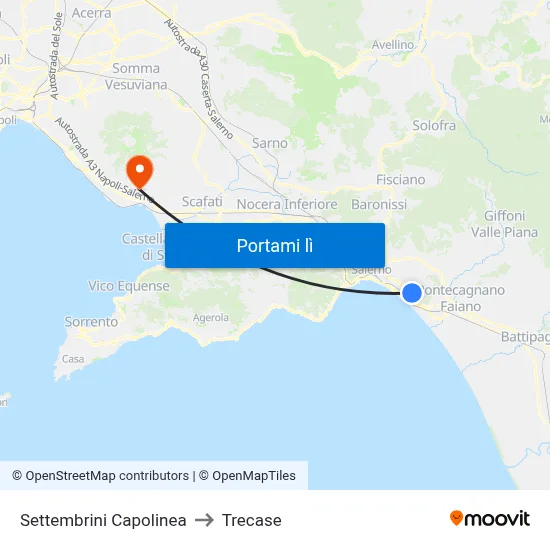 Settembrini Capolinea to Trecase map