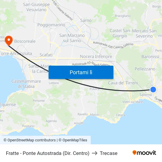 Fratte - Ponte Autostrada (Dir. Centro) to Trecase map