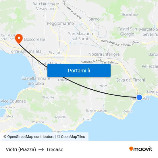 Vietri (Piazza) to Trecase map