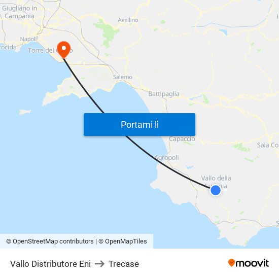 Vallo Distributore Eni to Trecase map