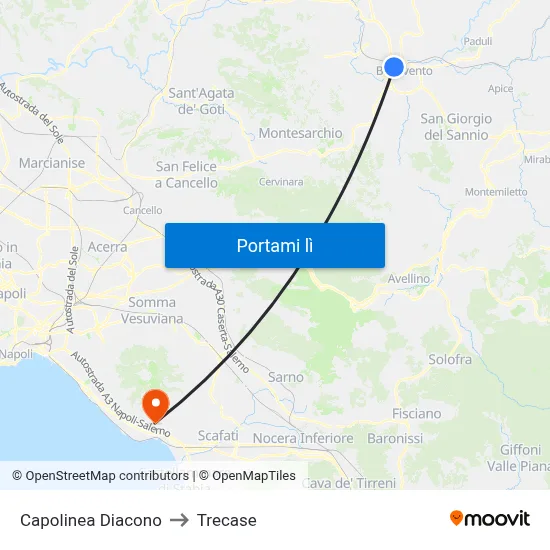 Capolinea Diacono to Trecase map