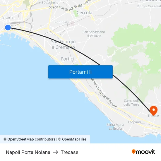 Napoli Porta Nolana to Trecase map