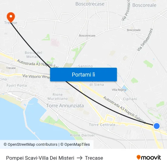 Pompei Scavi-Villa Dei Misteri to Trecase map