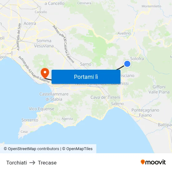 Torchiati to Trecase map