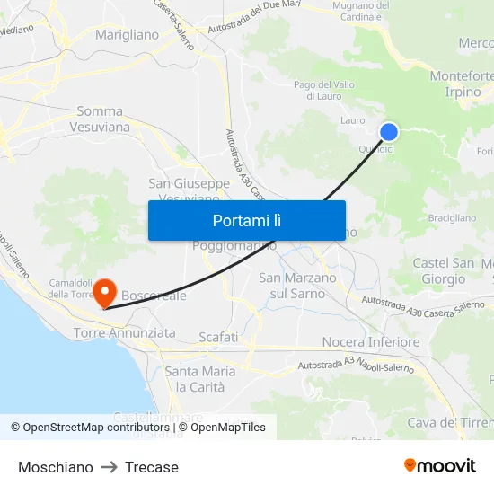 Moschiano to Trecase map