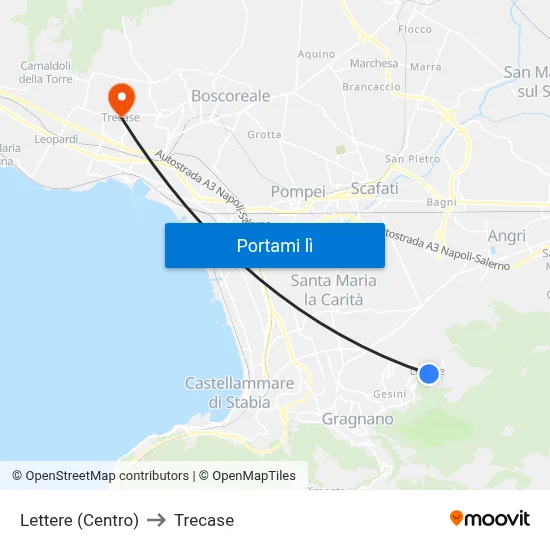 Lettere (Centro) to Trecase map