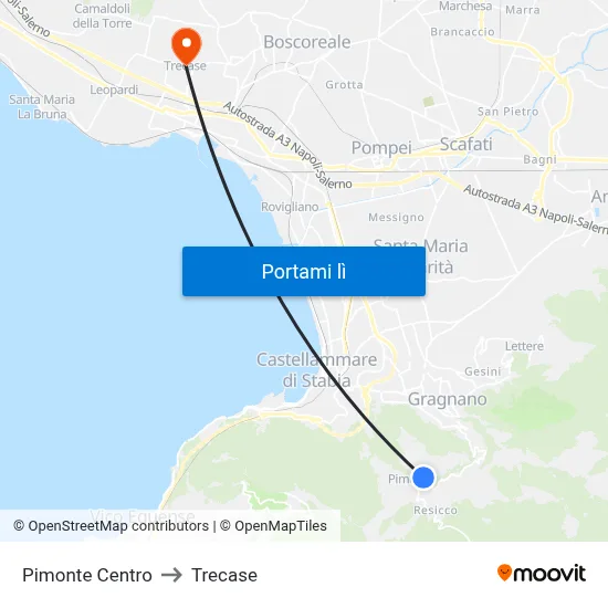 Pimonte Centro to Trecase map