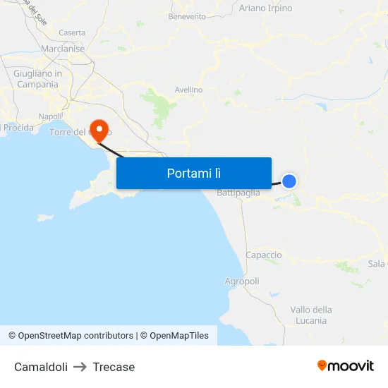 Camaldoli to Trecase map