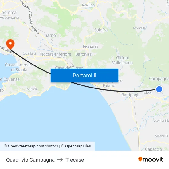 Quadrivio Campagna to Trecase map