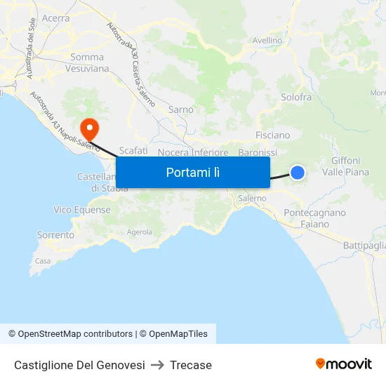 Castiglione Del Genovesi to Trecase map