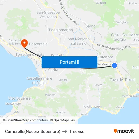 Camerelle(Nocera Superiore) to Trecase map