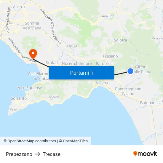 Prepezzano to Trecase map