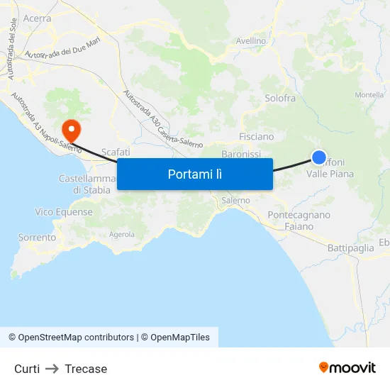 Curti to Trecase map
