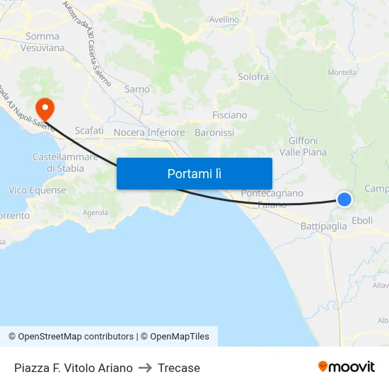 Piazza F. Vitolo Ariano to Trecase map