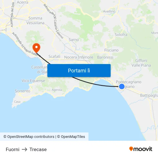 Fuorni to Trecase map