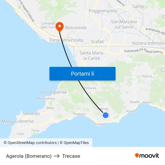 Agerola (Bomerano) to Trecase map