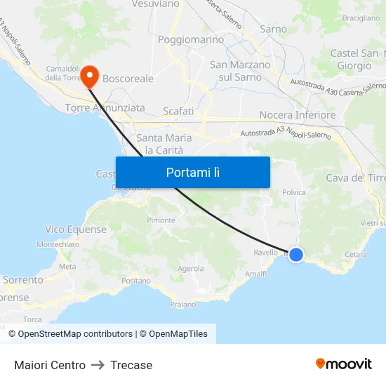 Maiori Centro to Trecase map