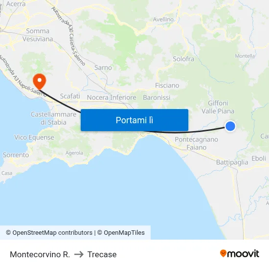 Montecorvino R. to Trecase map