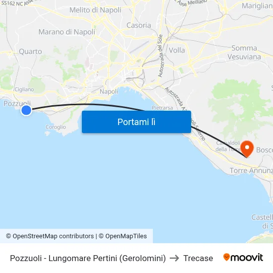 Pozzuoli - Lungomare Pertini (Gerolomini) to Trecase map