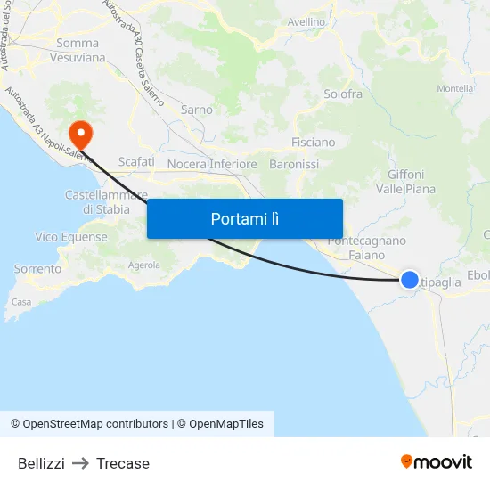 Bellizzi to Trecase map